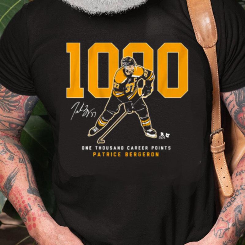 One Thousand Career Points Patrice Bergeron Boston Bruins Signature Unisex Shirts