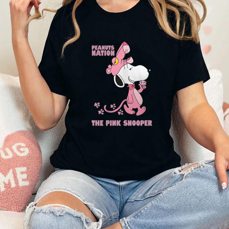 Peanuts Nation The Pink Snooper Funny Cute Snoopy Pink Panther Lovers Unisex Shirts