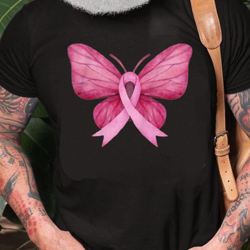 Pink Ribbon Butterfly Breast Cancer Awareness Unisex Shirts