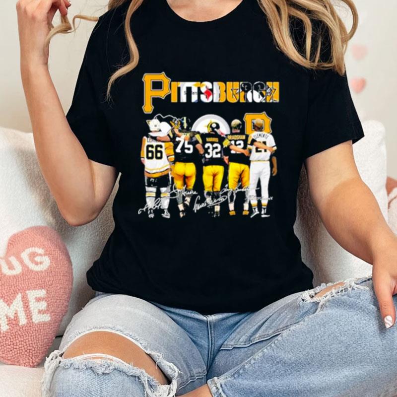 Pittsburgh Penguins And Steelers Harris Bradsham Clemeate Signatures Unisex Shirts