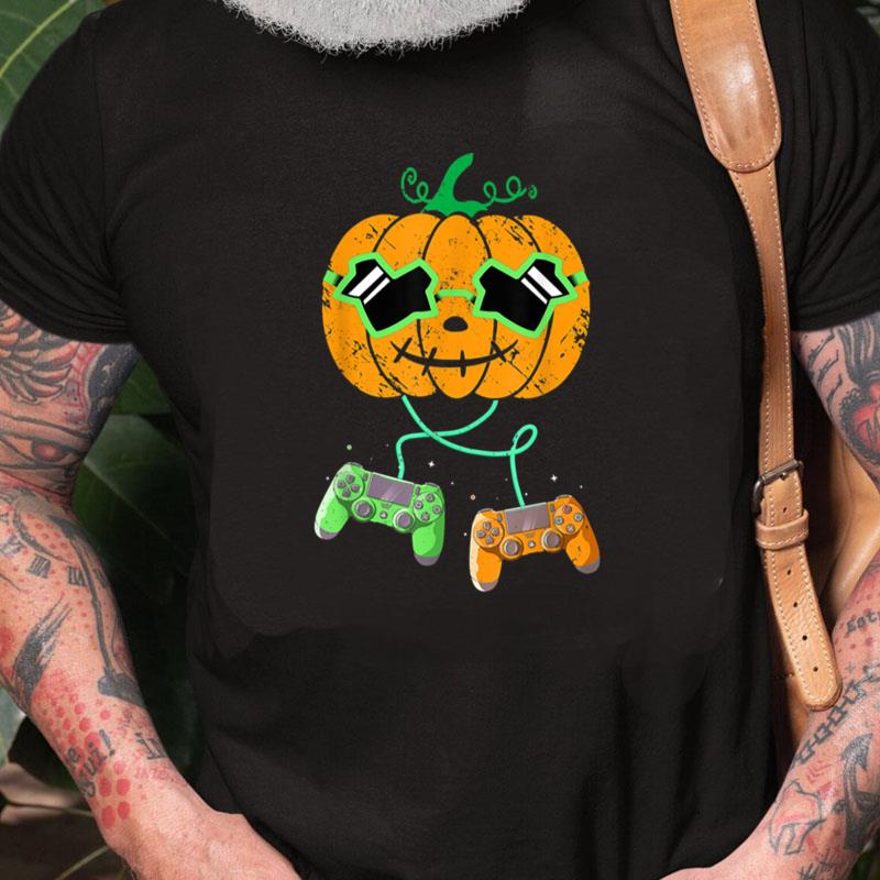 Pumpkin Halloween Jack O Lantern Gamer Boys Kids Halloween Unisex Shirts