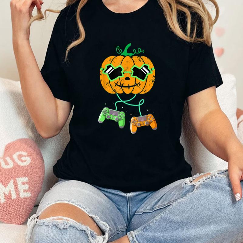 Pumpkin Halloween Jack O Lantern Gamer Boys Kids Halloween Unisex Shirts