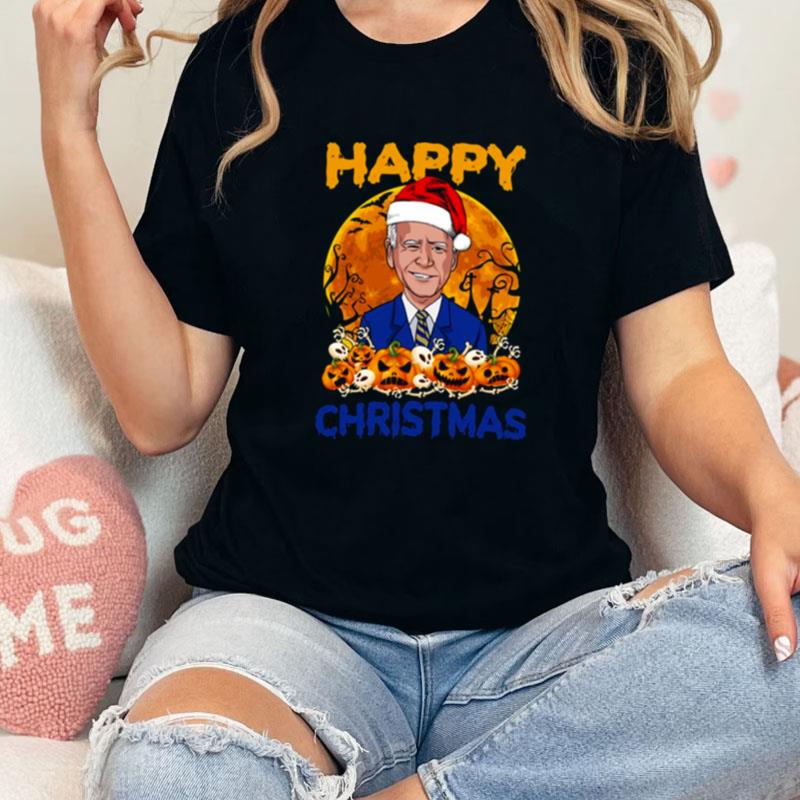 Santa Hat Christmas Funny Anti Joe Biden Halloween Spooky Night Unisex Shirts