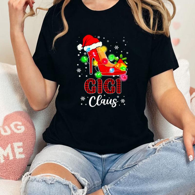 Santa High Heeled Gigi Claus Merry Christmas Light Unisex Shirts