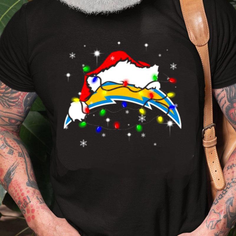 Santa Los Angeles Chargers Logo Lights Christmas Unisex Shirts