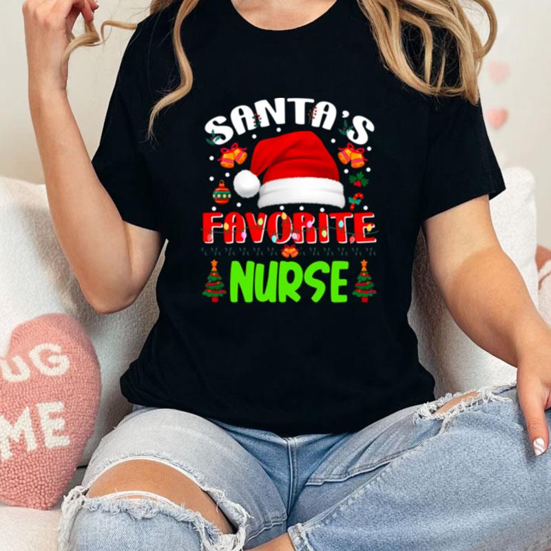 Santa's Favorite Nurse Funny Christmas Xmas Tree Winter Nurse Christmas Unisex Shirts