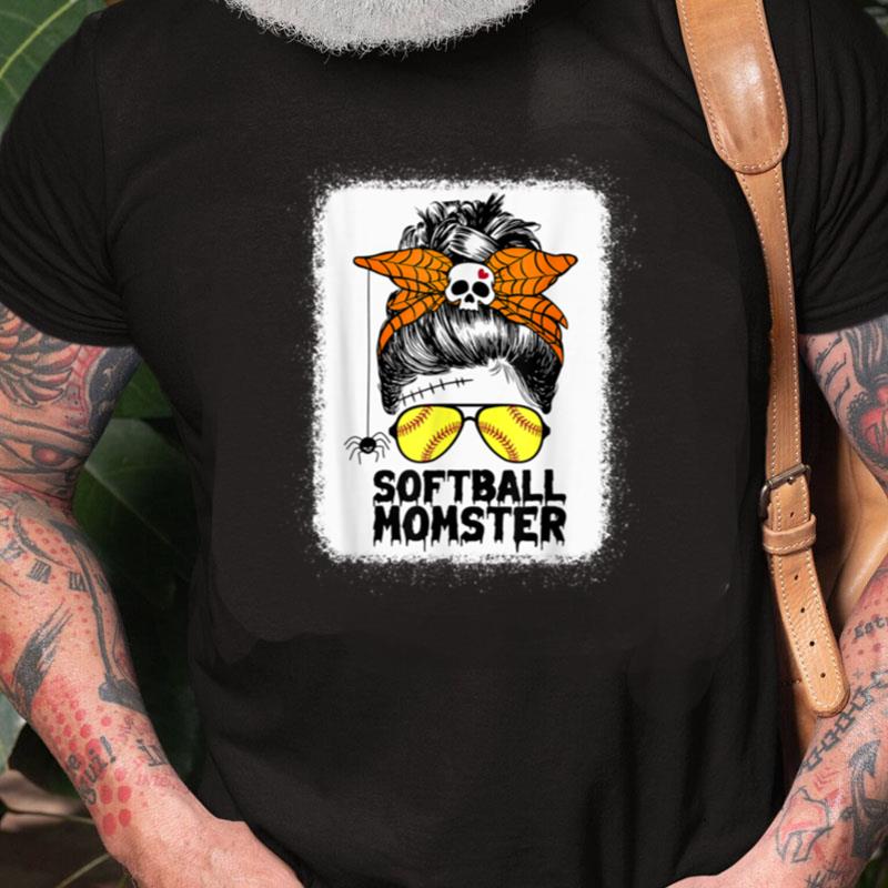 Softball Mom Life Messy Bun Halloween Women Softball Momster Unisex Shirts