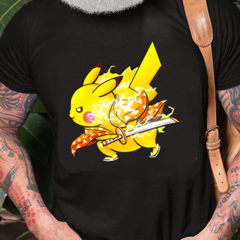 Swordsman Lightning Breathing Pikachu Demon Slayer Unisex Shirts