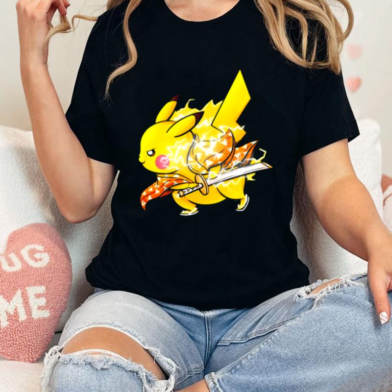 Swordsman Lightning Breathing Pikachu Demon Slayer Unisex Shirts