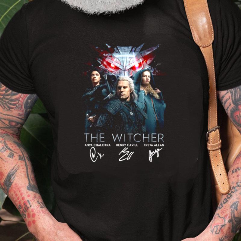 The Wítcher Cast Signed Henry Cavill Anya Chalotra Freya Allan Unisex Shirts