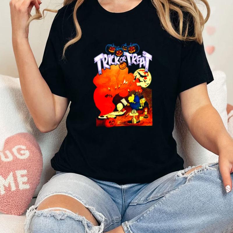 Trick Or Treat The Monsters Are Hare Gossamer Witch Hazel Bugs Bunny And Pumpkins For Halloween Unisex Shirts