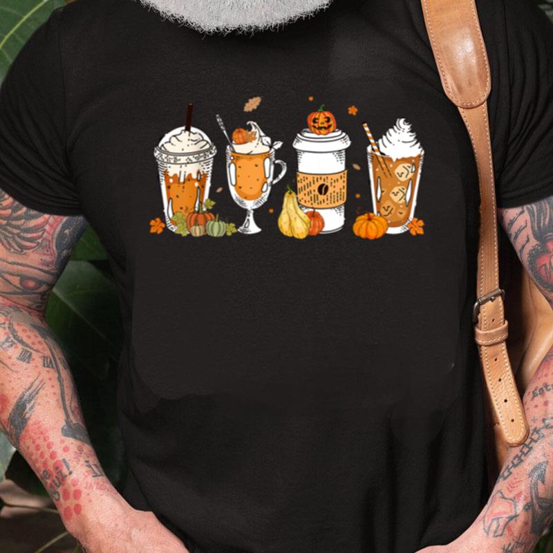 Vintage Fall Coffee Pumpkin Latte Drinks Autumn Thanksgiving Unisex Shirts