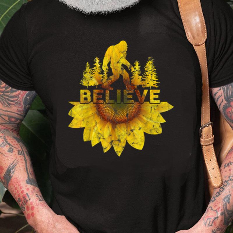 Vintage Sunflower Bigfoot Believe Unisex Shirts