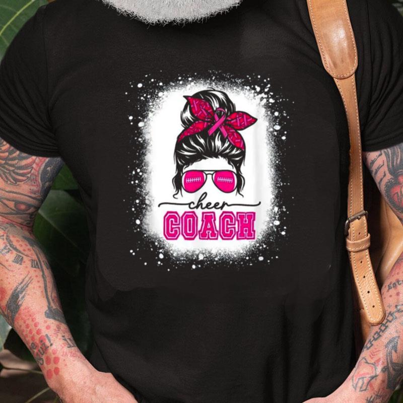 Woman Football Messy Bun Mom Cheer Coach Breast Cancer Unisex Shirts