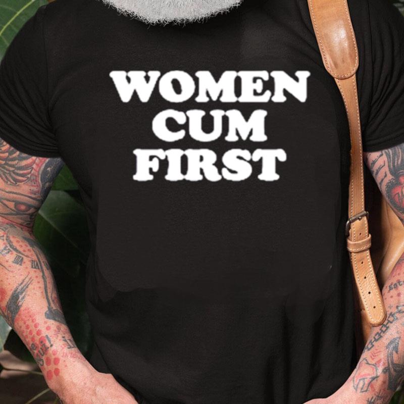 Women Cum First Black Unisex Shirts