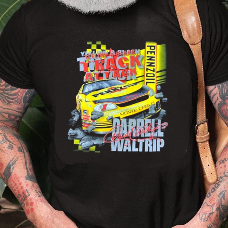 Yellow Black Track Attack Retro Nascar Car Racing Darrell Waltrip Unisex Shirts