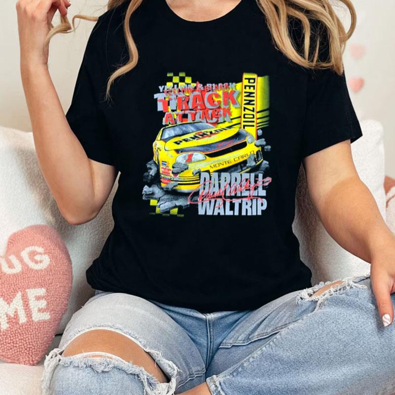 Yellow Black Track Attack Retro Nascar Car Racing Darrell Waltrip Unisex Shirts